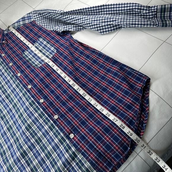 Vineyard Vines Shirt Mens Medium Blue Mixed Plaid Slim Fit Tucker Button Down - Picture 8 of 8